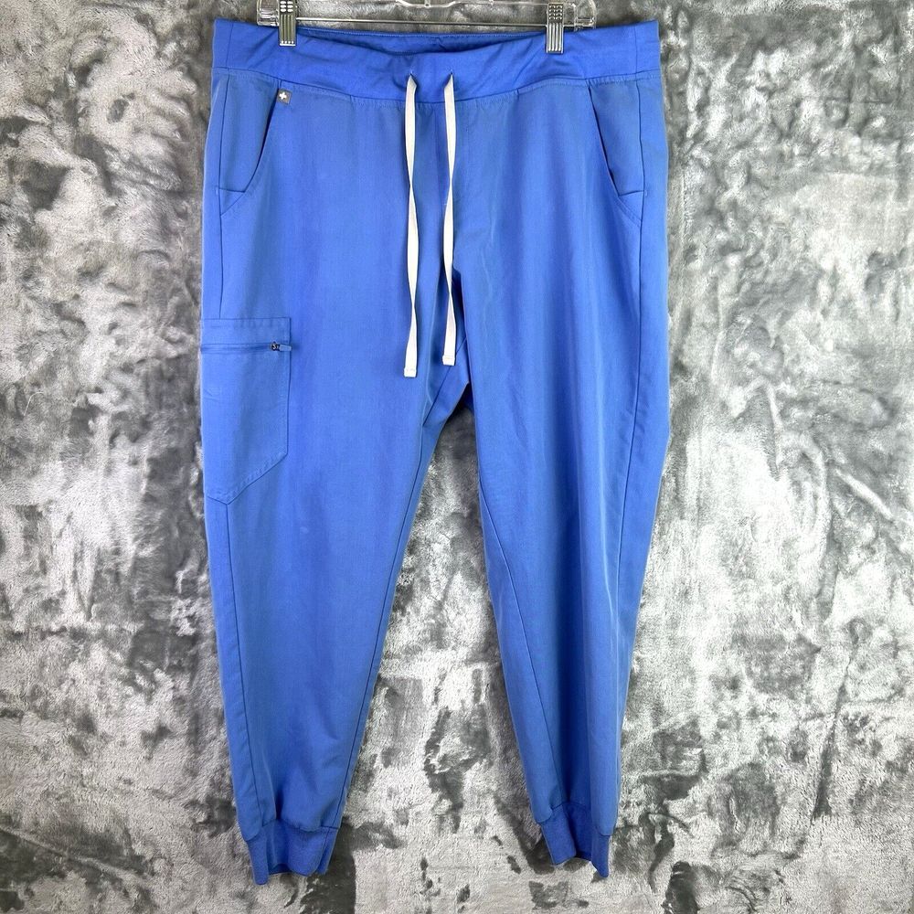 Figs Scrub Pants Women XL Ceil Blue Zamora Joggers High Rise Nurse RN Uniform